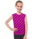 Pink Diagonal Lines Kids  Mesh Tank Top