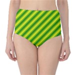 Green Diagonal Lines Classic High-Waist Bikini Bottoms
