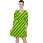 Green Diagonal Lines Ruffle Dress