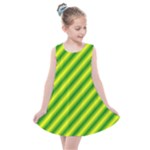 Green Diagonal Lines Kids  Summer Dress