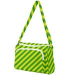 Green Diagonal Lines Front Pocket Crossbody Bag