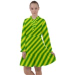 Green Diagonal Lines All Frills Chiffon Dress