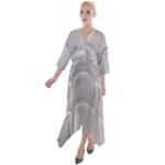 Wavy Blocks Quarter Sleeve Wrap Front Maxi Dress