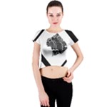 Black Skull Crew Neck Crop Top