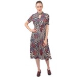 Zebra Chain Pattern Keyhole Neckline Chiffon Dress