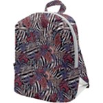 Zebra Chain Pattern Zip Up Backpack