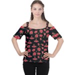 Red Roses Cutout Shoulder Tee