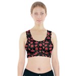 Red Roses Sports Bra With Pocket