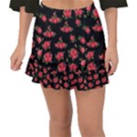 Red Roses Fishtail Mini Chiffon Skirt
