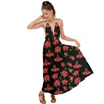 Red Roses Backless Maxi Beach Dress