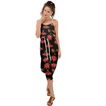 Red Roses Waist Tie Cover Up Chiffon Dress