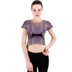 Gold and purple Crew Neck Crop Top