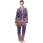 Gold and purple Satin Long Sleeve Pyjamas Set