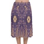 Gold and purple Velvet Flared Midi Skirt