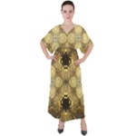 Black and gold V-Neck Boho Style Maxi Dress