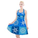 Snowflakes Halter Party Swing Dress 