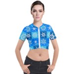 Snowflakes Short Sleeve Cropped Jacket