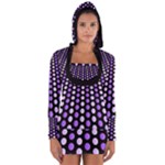 Purple and Pink Dots Pattern, black background Long Sleeve Hooded T-shirt