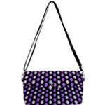 Purple and Pink Dots Pattern, black background Removable Strap Clutch Bag