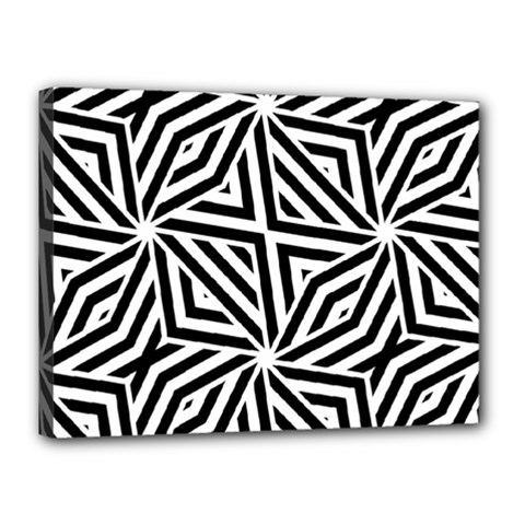 Black and white abstract lines, geometric pattern Canvas 16  x 12  (Stretched) from ArtsNow.com