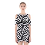 Black and white abstract lines, geometric pattern Shoulder Cutout One Piece Dress