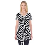 Black and white abstract lines, geometric pattern Short Sleeve Tunic 