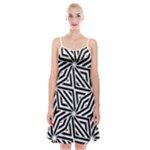 Black and white abstract lines, geometric pattern Spaghetti Strap Velvet Dress