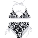 Black and white abstract lines, geometric pattern Kids  Classic Bikini Set