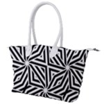 Black and white abstract lines, geometric pattern Canvas Shoulder Bag
