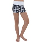 Black and white abstract lines, geometric pattern Kids  Lightweight Velour Yoga Shorts