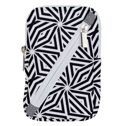 Black and white abstract lines, geometric pattern Belt Pouch Bag (Large) from ArtsNow.com