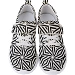 Black and white abstract lines, geometric pattern Men s Velcro Strap Shoes