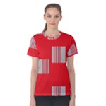 Gray Squares on red Women s Cotton Tee
