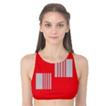 Gray Squares on red Tank Bikini Top