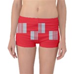 Gray Squares on red Reversible Boyleg Bikini Bottoms