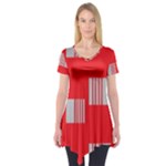 Gray Squares on red Short Sleeve Tunic 