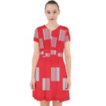 Gray Squares on red Adorable in Chiffon Dress