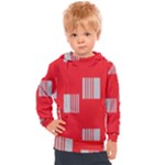 Gray Squares on red Kids  Hooded Pullover