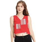 Gray Squares on red V-Neck Cropped Tank Top