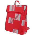Gray Squares on red Flap Top Backpack