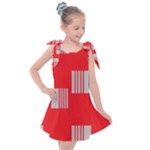 Gray Squares on red Kids  Tie Up Tunic Dress