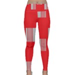 Gray Squares on red Lightweight Velour Classic Yoga Leggings