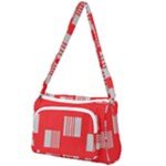 Gray Squares on red Front Pocket Crossbody Bag