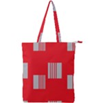 Gray Squares on red Double Zip Up Tote Bag