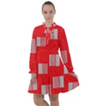 Gray Squares on red All Frills Chiffon Dress