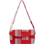 Gray Squares on red Removable Strap Clutch Bag