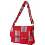 Gray Squares on red Full Print Messenger Bag (L)
