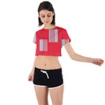 Gray Squares on red Tie Back Short Sleeve Crop Tee
