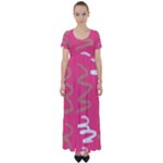 Doodle On Pink High Waist Short Sleeve Maxi Dress