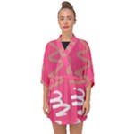 Doodle On Pink Half Sleeve Chiffon Kimono